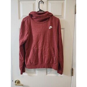 Nike Red Swish Logo Hoodie M Pocket Pullover Cotton Streetwear Activewear